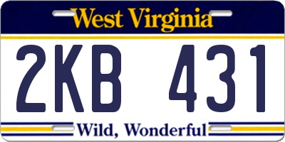 WV license plate 2KB431