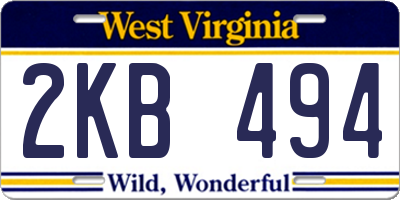 WV license plate 2KB494