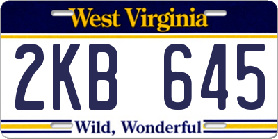 WV license plate 2KB645