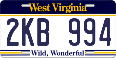 WV license plate 2KB994