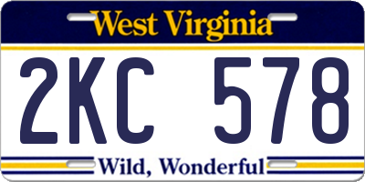 WV license plate 2KC578