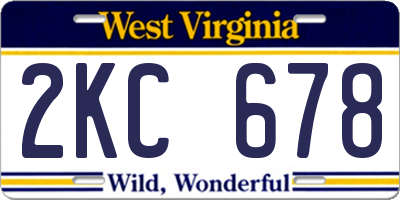 WV license plate 2KC678