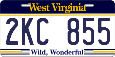WV license plate 2KC855