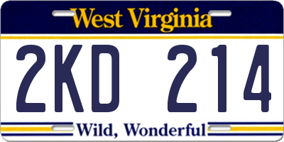 WV license plate 2KD214