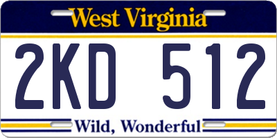 WV license plate 2KD512