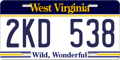 WV license plate 2KD538