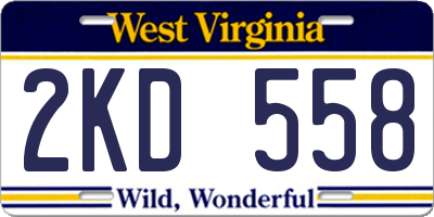 WV license plate 2KD558