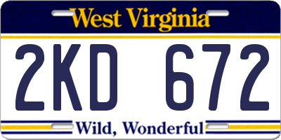 WV license plate 2KD672
