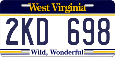 WV license plate 2KD698