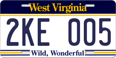 WV license plate 2KE005