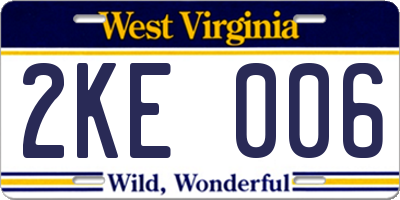 WV license plate 2KE006