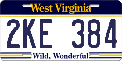 WV license plate 2KE384