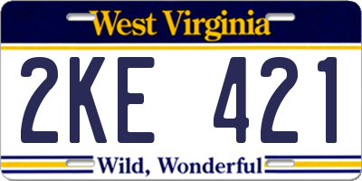 WV license plate 2KE421