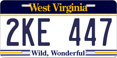 WV license plate 2KE447