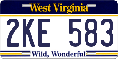 WV license plate 2KE583