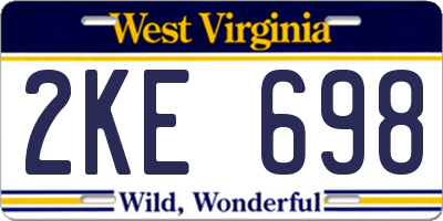 WV license plate 2KE698