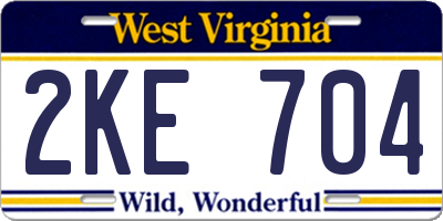 WV license plate 2KE704