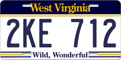 WV license plate 2KE712