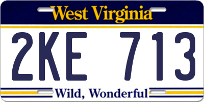 WV license plate 2KE713