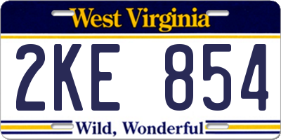 WV license plate 2KE854