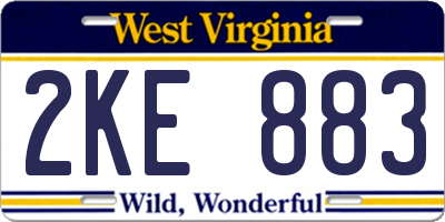 WV license plate 2KE883