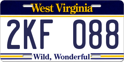 WV license plate 2KF088