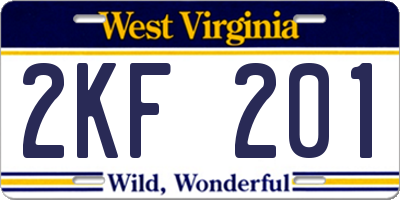 WV license plate 2KF201