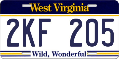 WV license plate 2KF205