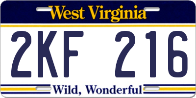 WV license plate 2KF216