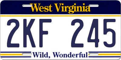 WV license plate 2KF245