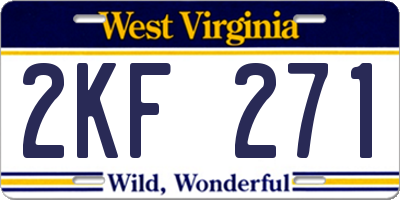 WV license plate 2KF271