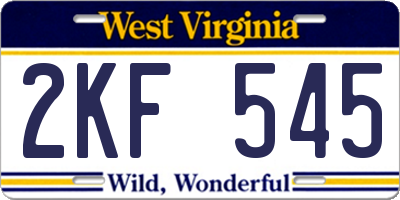 WV license plate 2KF545