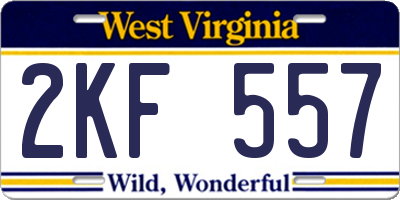WV license plate 2KF557