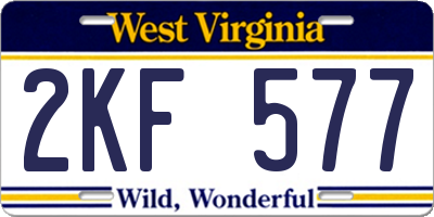 WV license plate 2KF577