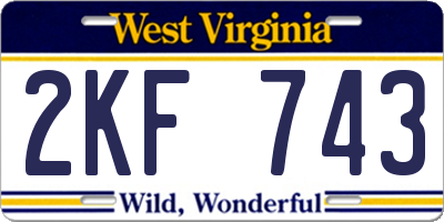 WV license plate 2KF743