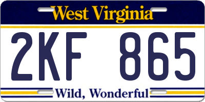 WV license plate 2KF865