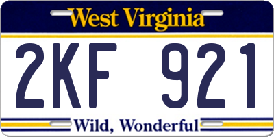 WV license plate 2KF921