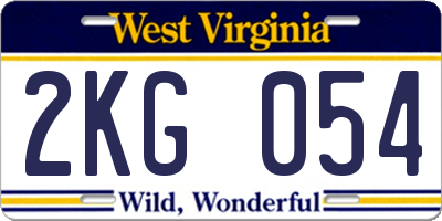 WV license plate 2KG054