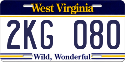 WV license plate 2KG080