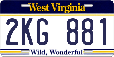 WV license plate 2KG881