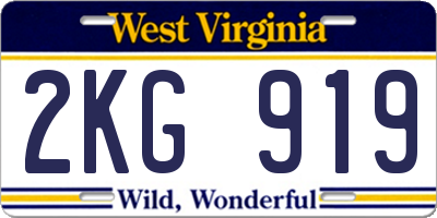 WV license plate 2KG919