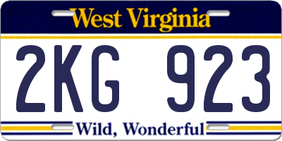 WV license plate 2KG923