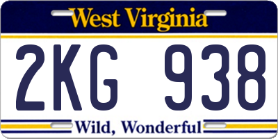 WV license plate 2KG938