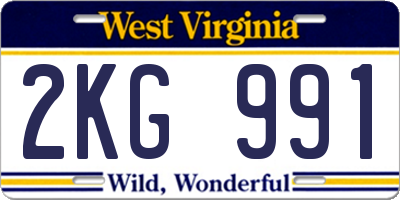 WV license plate 2KG991
