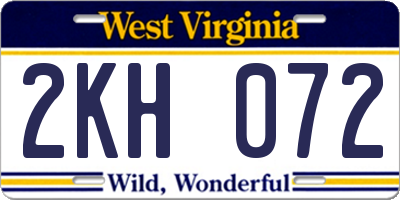 WV license plate 2KH072