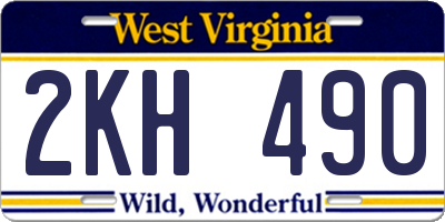 WV license plate 2KH490