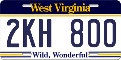 WV license plate 2KH800