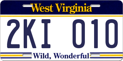 WV license plate 2KI010