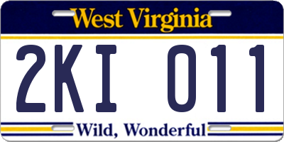 WV license plate 2KI011