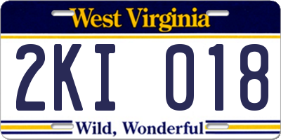 WV license plate 2KI018
